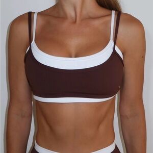 SET Active Brown and White Sports Bralette